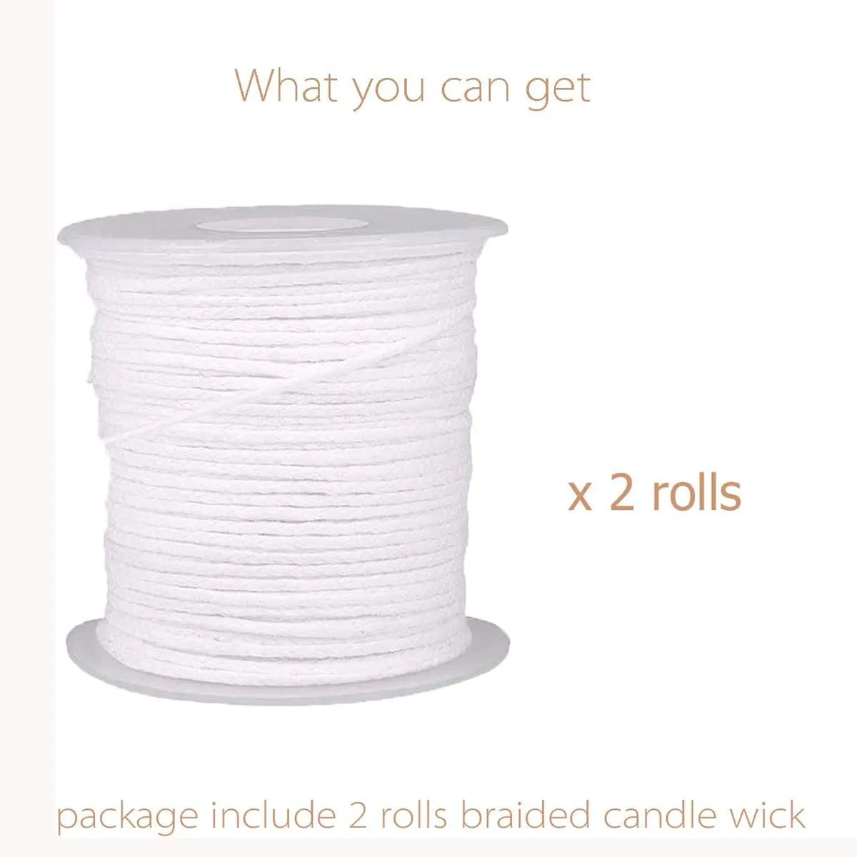 2 Rolls Candle Wick 61m Cotton Candlewick Core Braided Wick for Candle DIY and Making