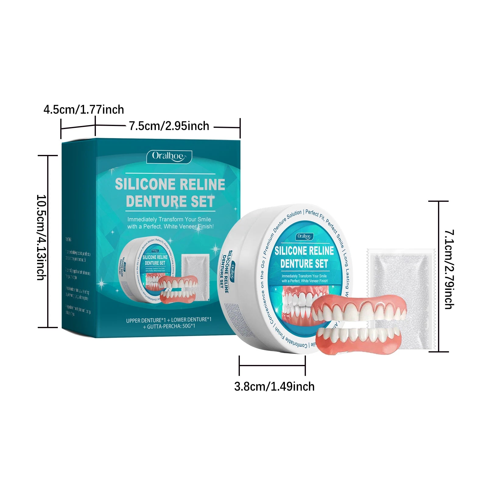 Oralhoe Silicone Material Fake Teeth Set Detachable Reusable Veneers Teeth Oral Health Care Soft Upper & Lower Braces Set Oasis Select