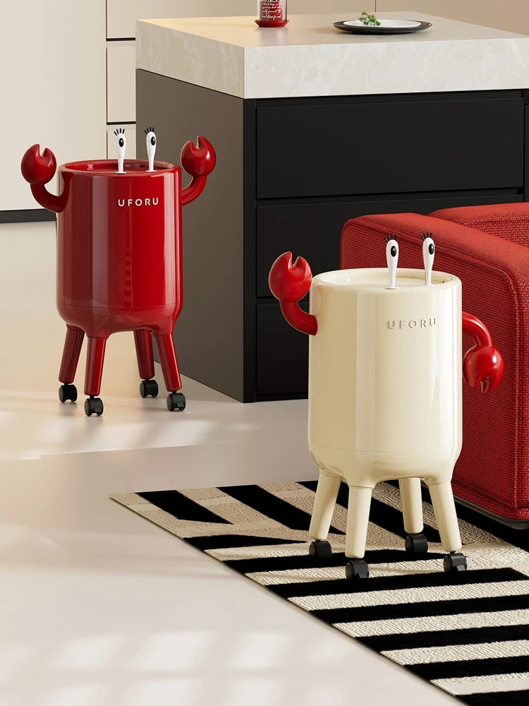 Trash can, large-capacity lidded wastebasket, cute crab-shaped design, perfect for home decor, kitchen trash can, bathroom waste Oasis Select
