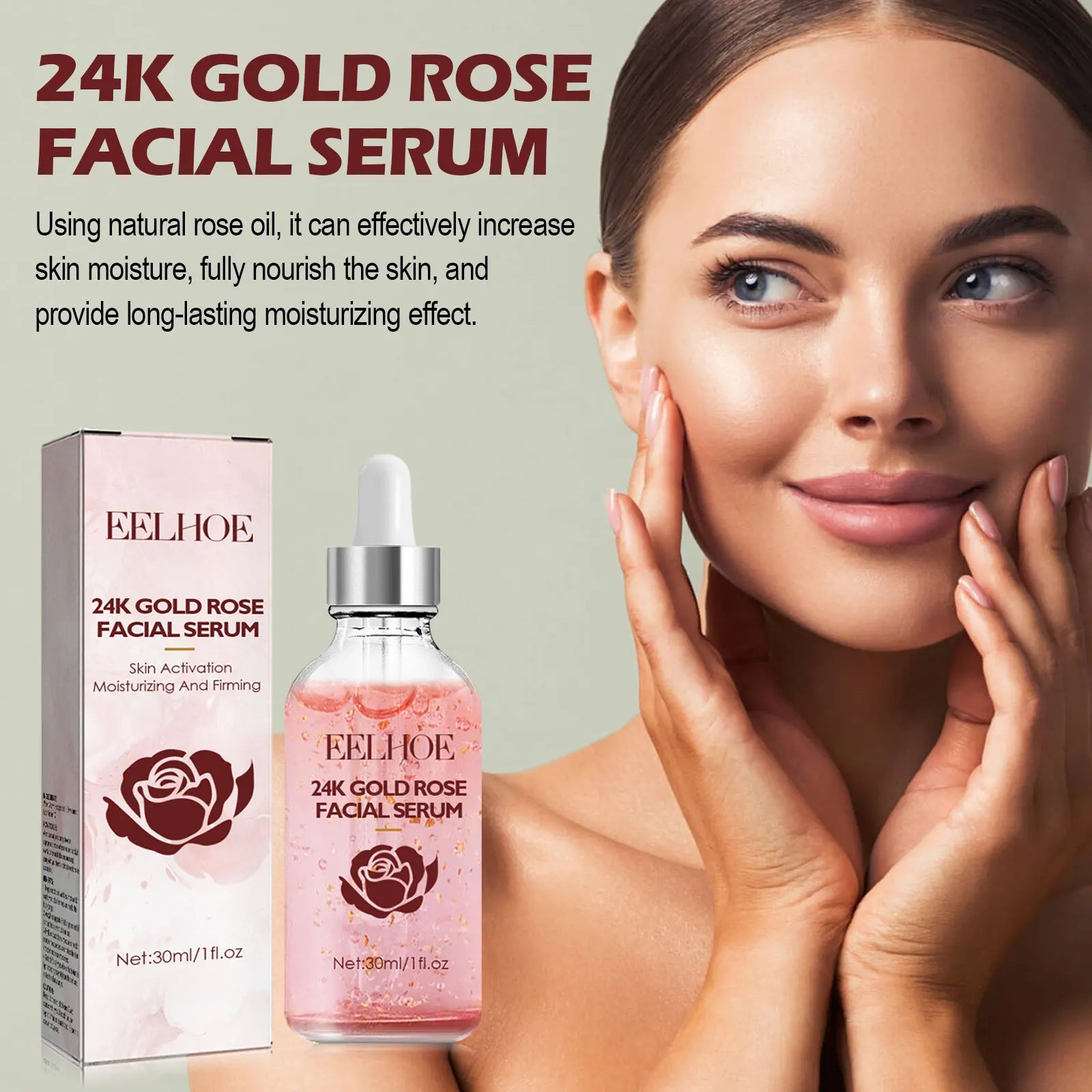 30ML Rose Facial Serum Deep Moisturizing Improve Skin Texture Smoothing Enhance Skin Elasticity Anti-aging Nourishing Face Serum Oasis Select