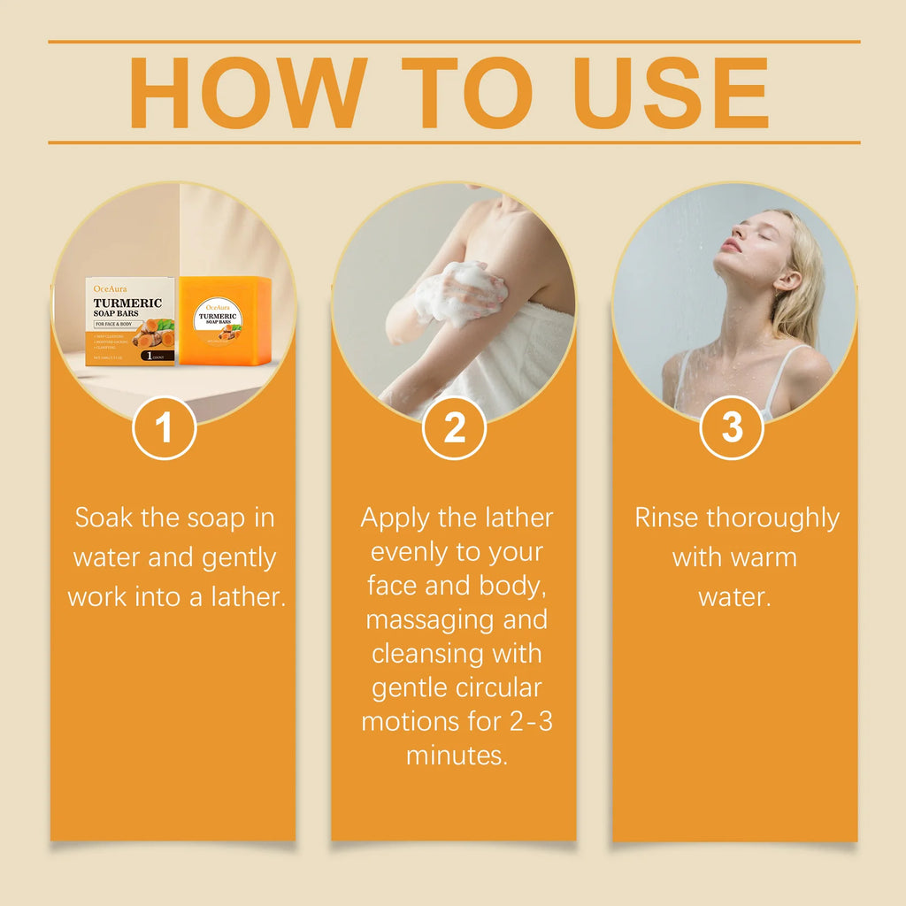 100G Turmeric Body Cleaning Soap Gentle Remove Dead Skin Deep Moisturizing Oil Control Improve Smoothness Softening Body Soap Oasis Select