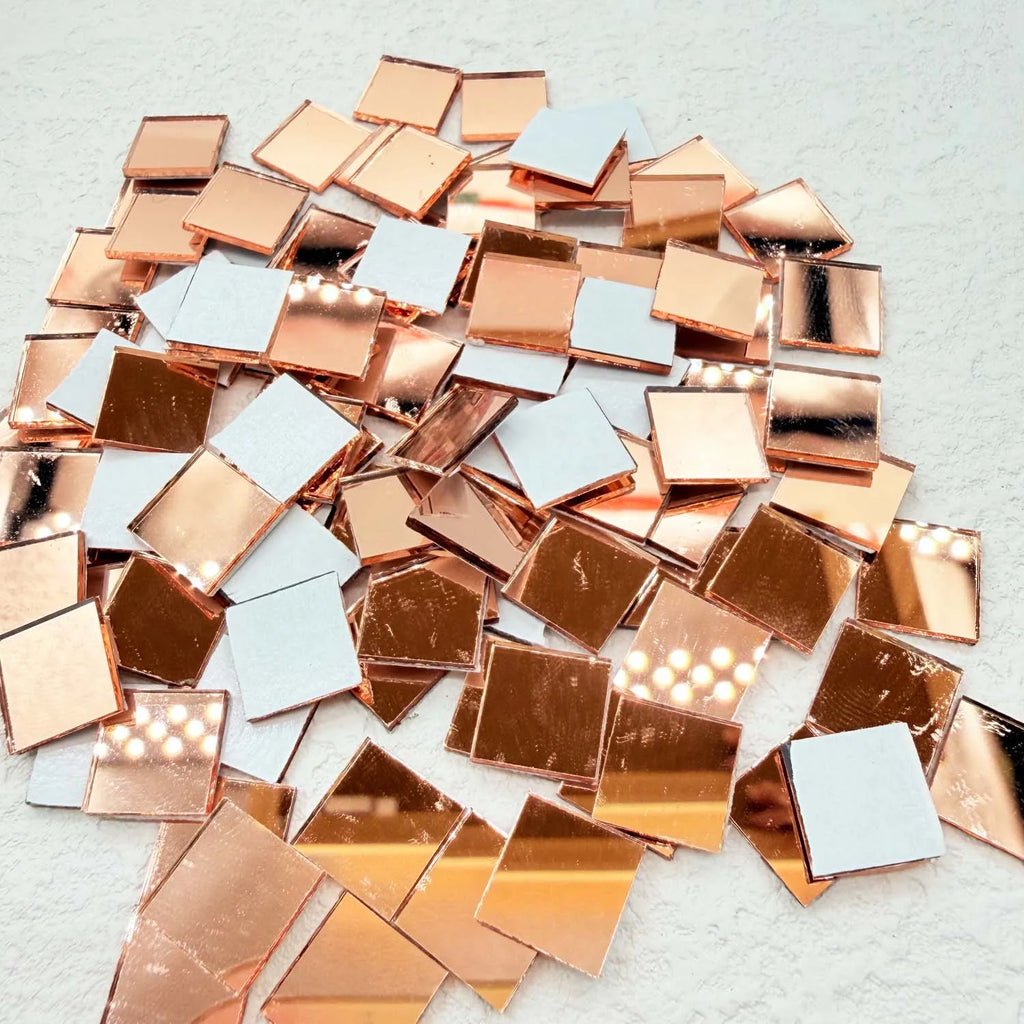 100pcs Square Mirror Mosaic Tiles 10mm, Mini Mirrors for DIY Disco Balls, Crafts,Home Decor & Art Projects Oasis Select rose gold 1cm*1cm