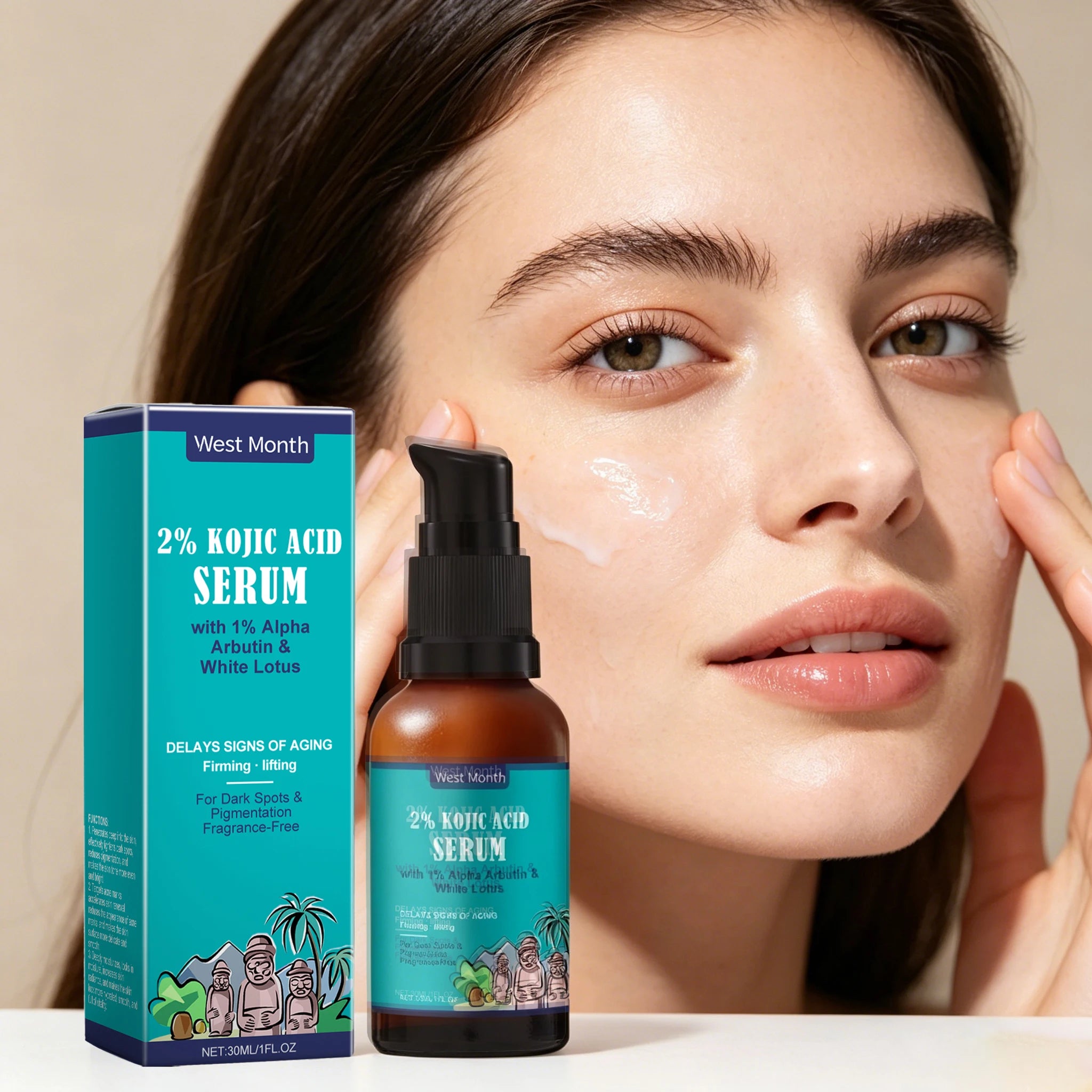 30ml Kojic Acid Face Serum Gentle Moisturizing Improve Skin Texture Smoothing Restoring Gloss Strengthen Repairing Damaged Softening Facial Serum Oasis Select