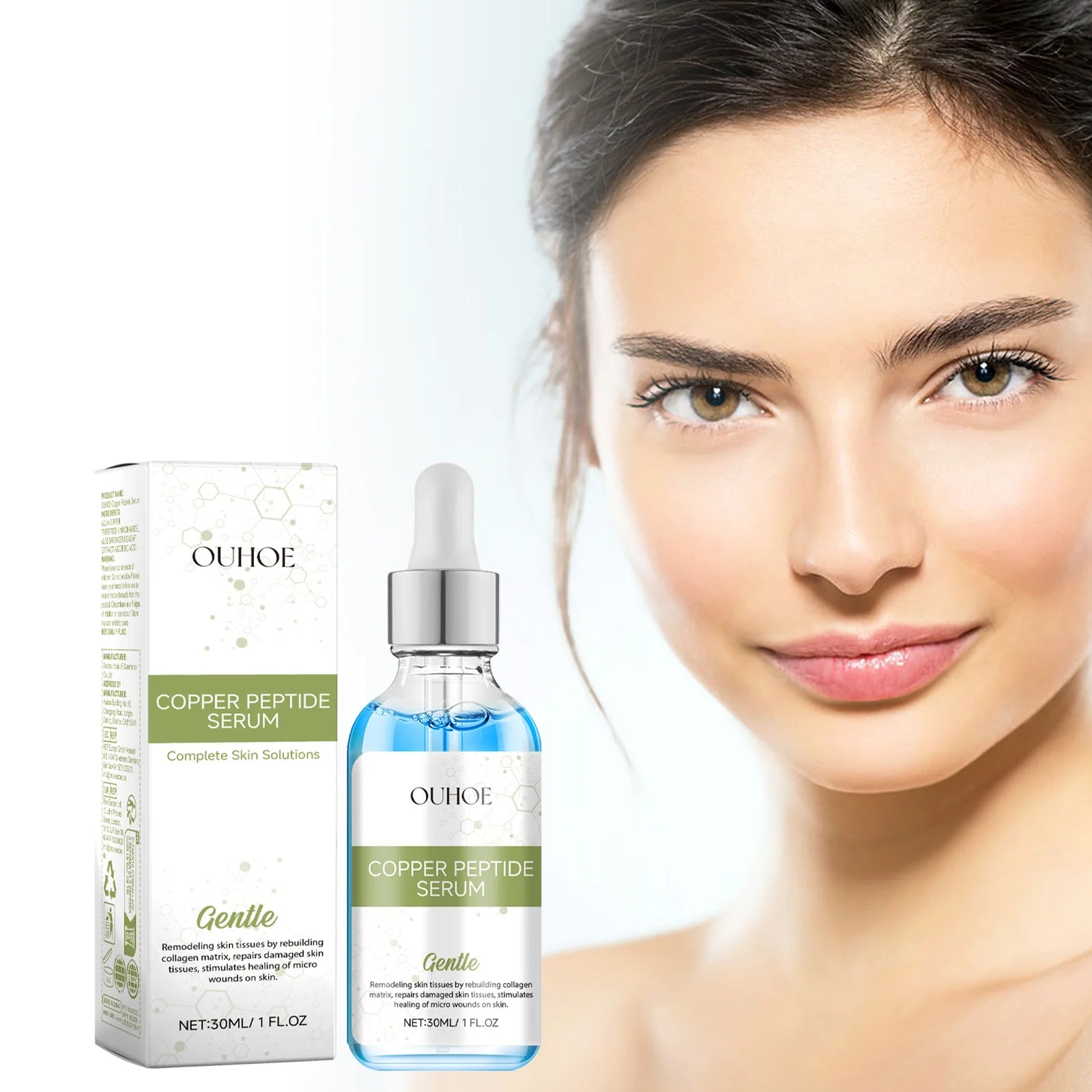 30ML Blue Copper Peptide Face Serum Glowing Moisturizing Improve Skin Texture Tightening Boosts Skin Elasticity Fade Fine Lines Pore Shrink Facial Serum Oasis Select
