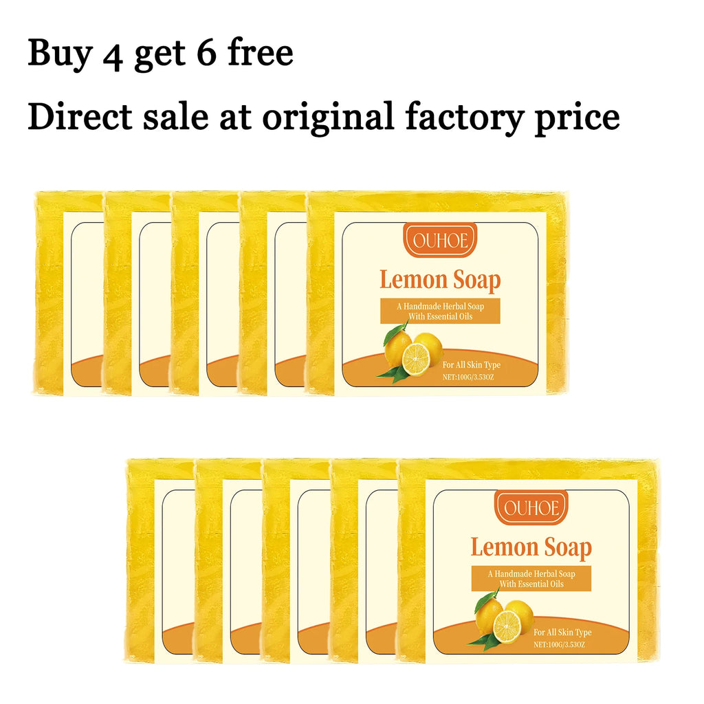 100G Lemon Scent Body Soap Oil Control Refreshing Moisturizing Skin Cleaning Pores Brightening Natural Body Washing Soap Oasis Select 10 pcs United States