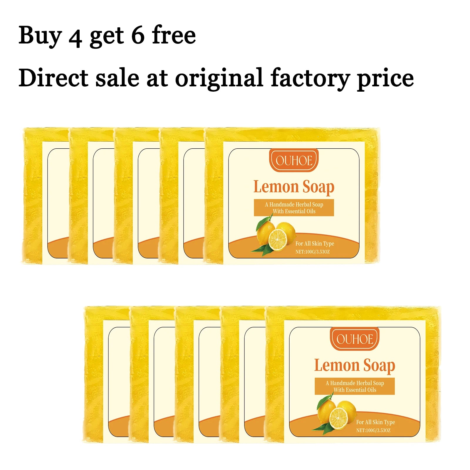 100G Lemon Scent Body Soap Oil Control Refreshing Moisturizing Skin Cleaning Pores Brightening Natural Body Washing Soap Oasis Select 10 pcs United States