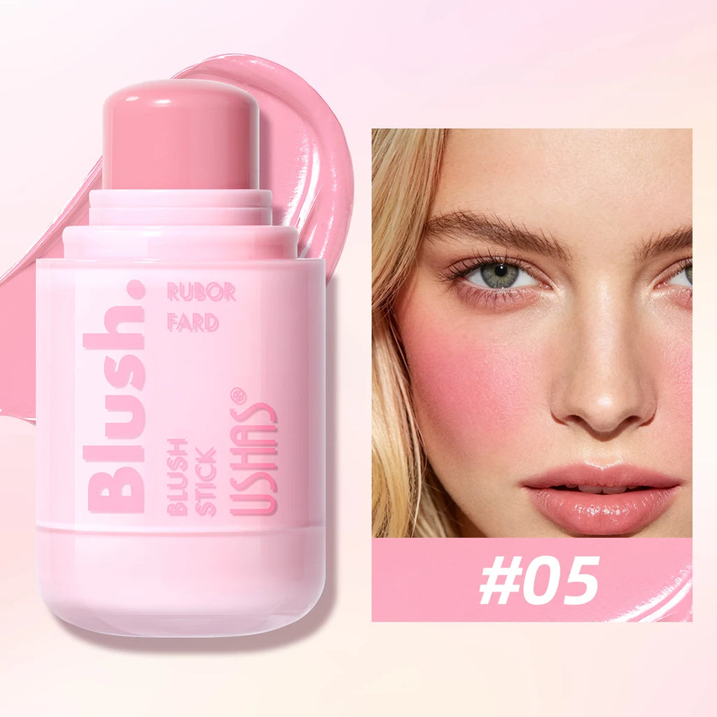 USHAS Cream Blush Stick – Dewy Glow, Waterproof & Long-Lasting