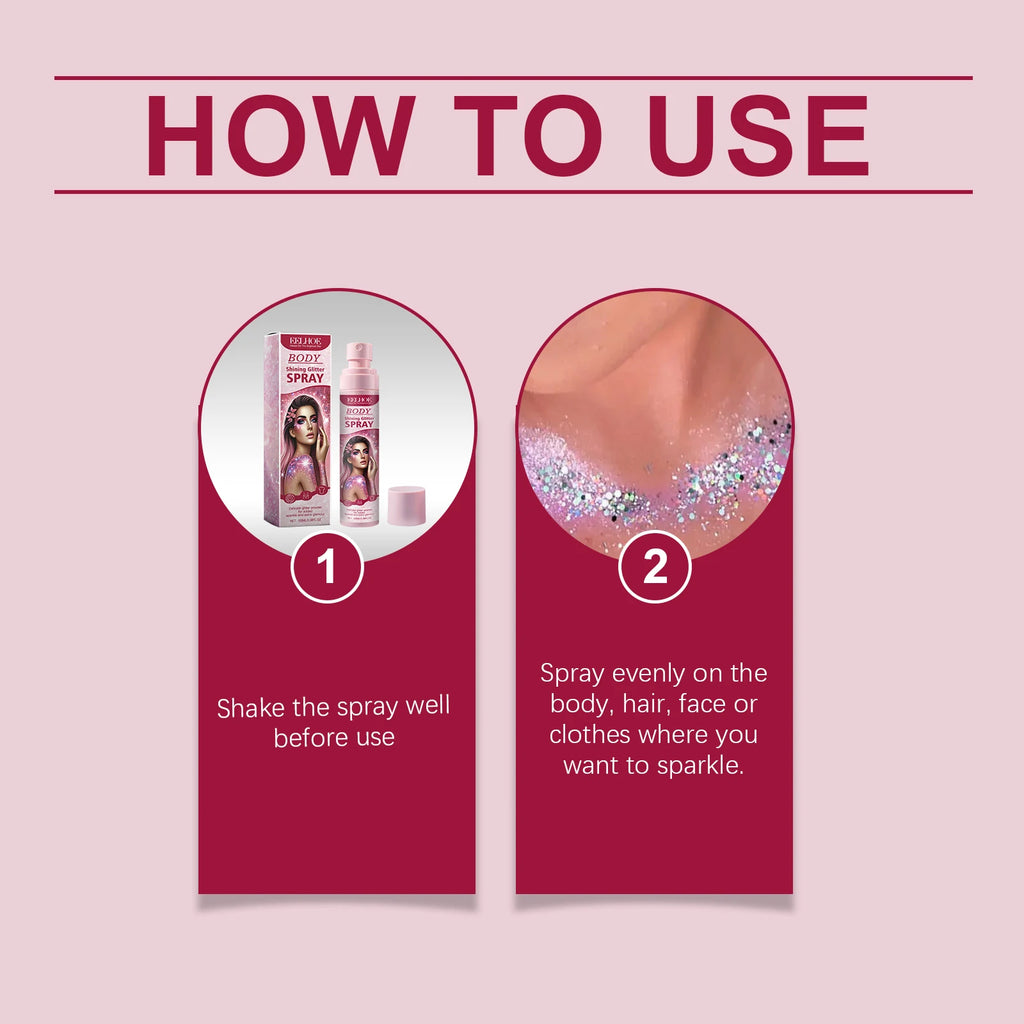 EELHOE Body Highlight Glitter Spray Temporary Hair Body Glitter Color Spray Shiny Makeup High Gloss Natural Body Shimmer Spray Oasis Select