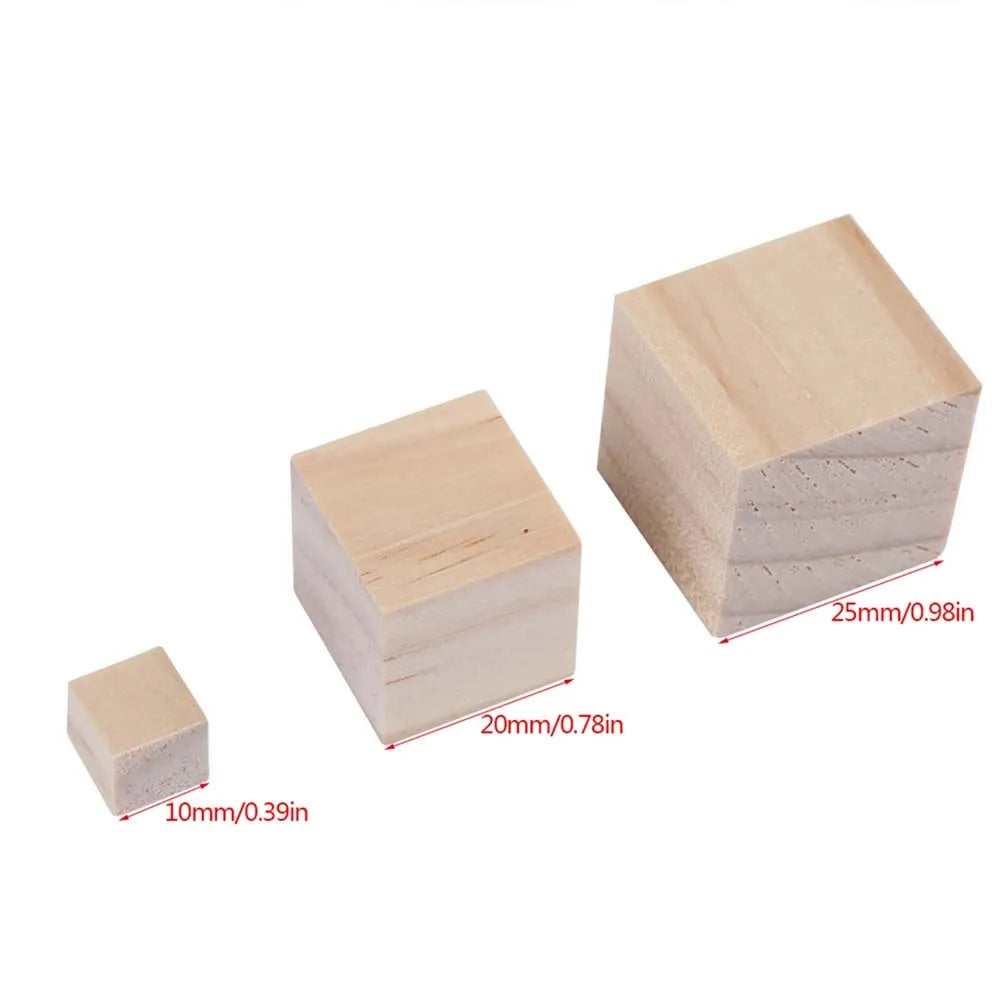 5 Sizes Big/Small Unfinished Wooden Blocks Wood Cubes For DIY Craft and Puzzle Making Home Decor Handcraft Arts Oasis Select