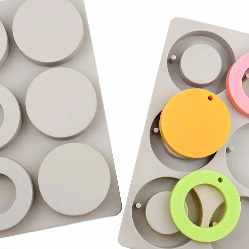 6-Cavity Silicone Aroma Tablet Mold with Hanging Hole | DIY Craft