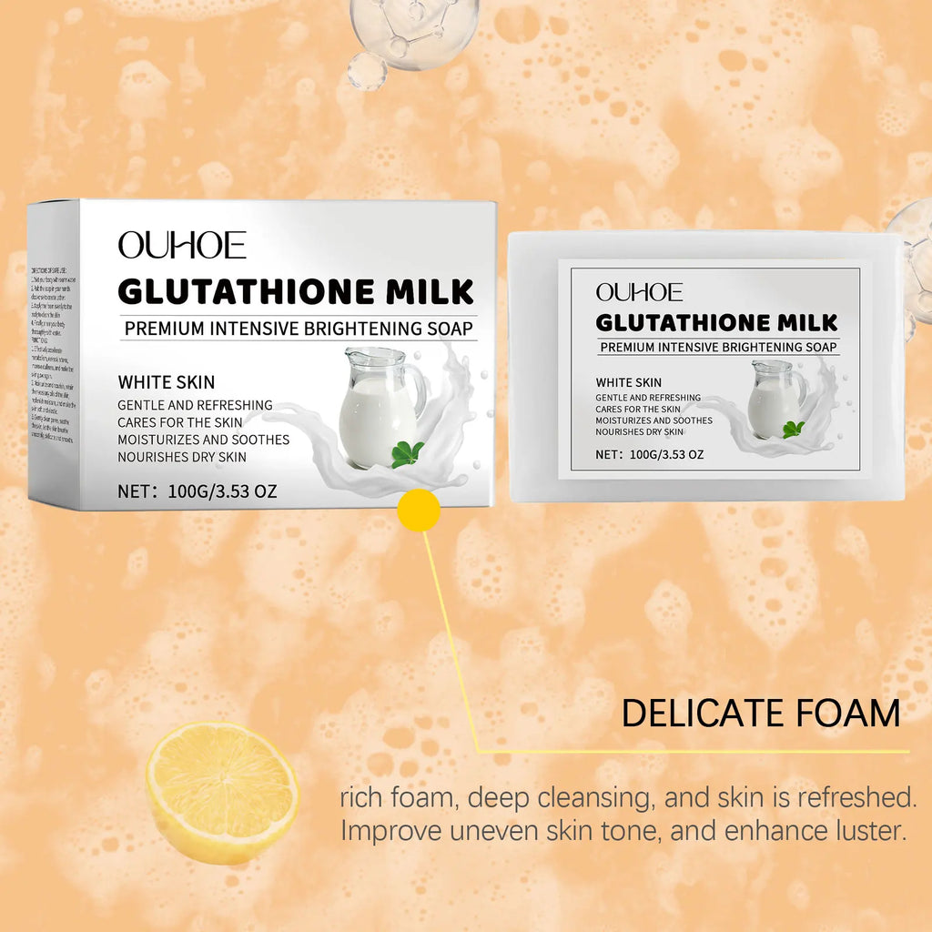 100G Glutahione Milk Body Soap Gentle Cleaning Pores Moisturizing Reduce Dryness Non-tight Enhance Smoothness Body Bathing Soap Oasis Select