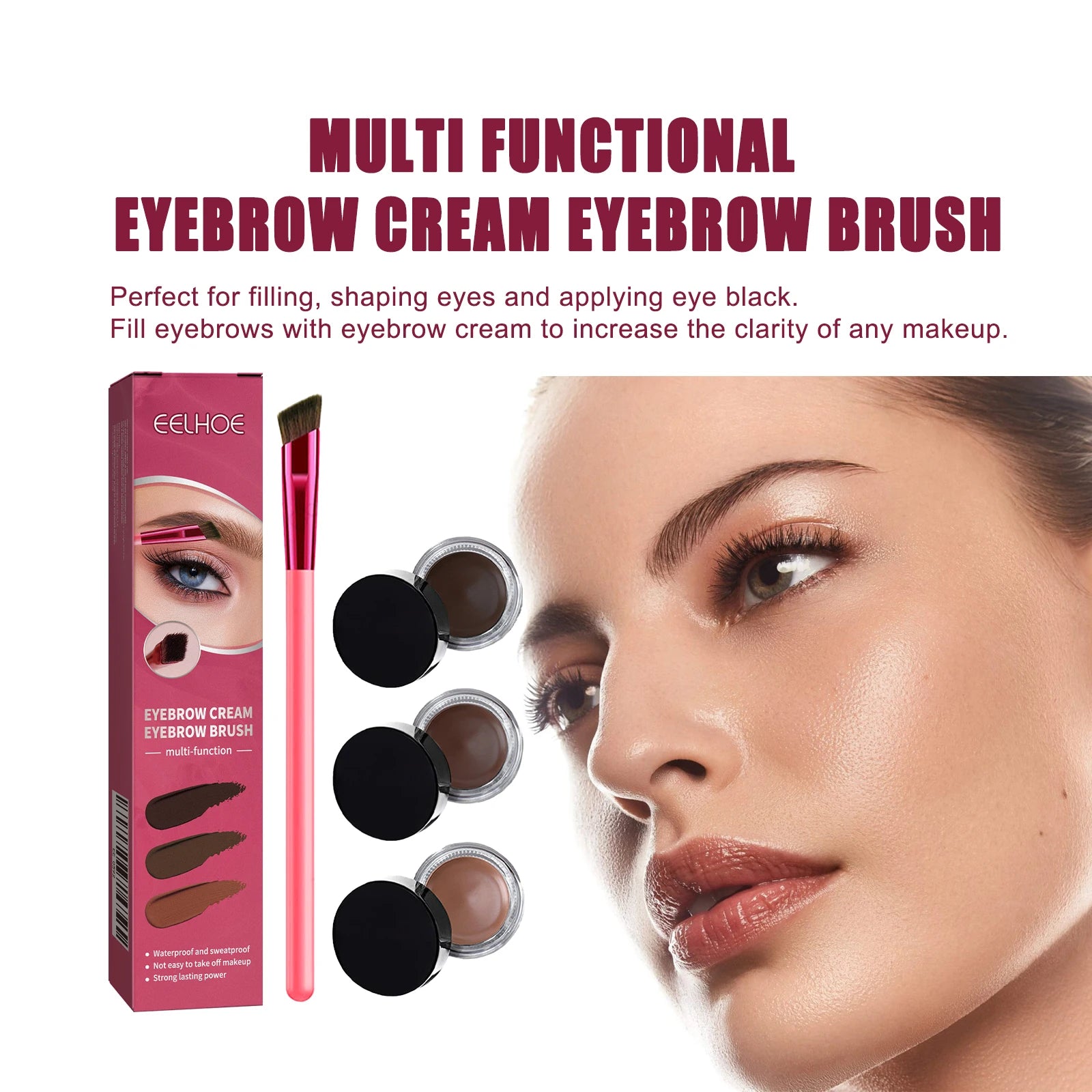 EELHOE Eyebrow Cream Set Multi Function Tint Eyeliner Eyebrows Waterproof Long-lasting Eye Makeup Realistic Eyebrow Makeup Set Oasis Select