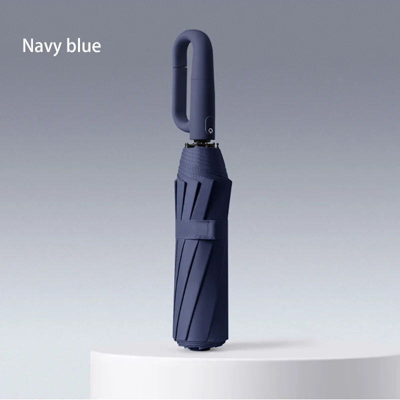 Fully automatic buckle sun umbrella for sunny and rainy days foldable and convenient rainproof sun-proof and UV-proof parasol Oasis Select navy blue 10K full-fiber