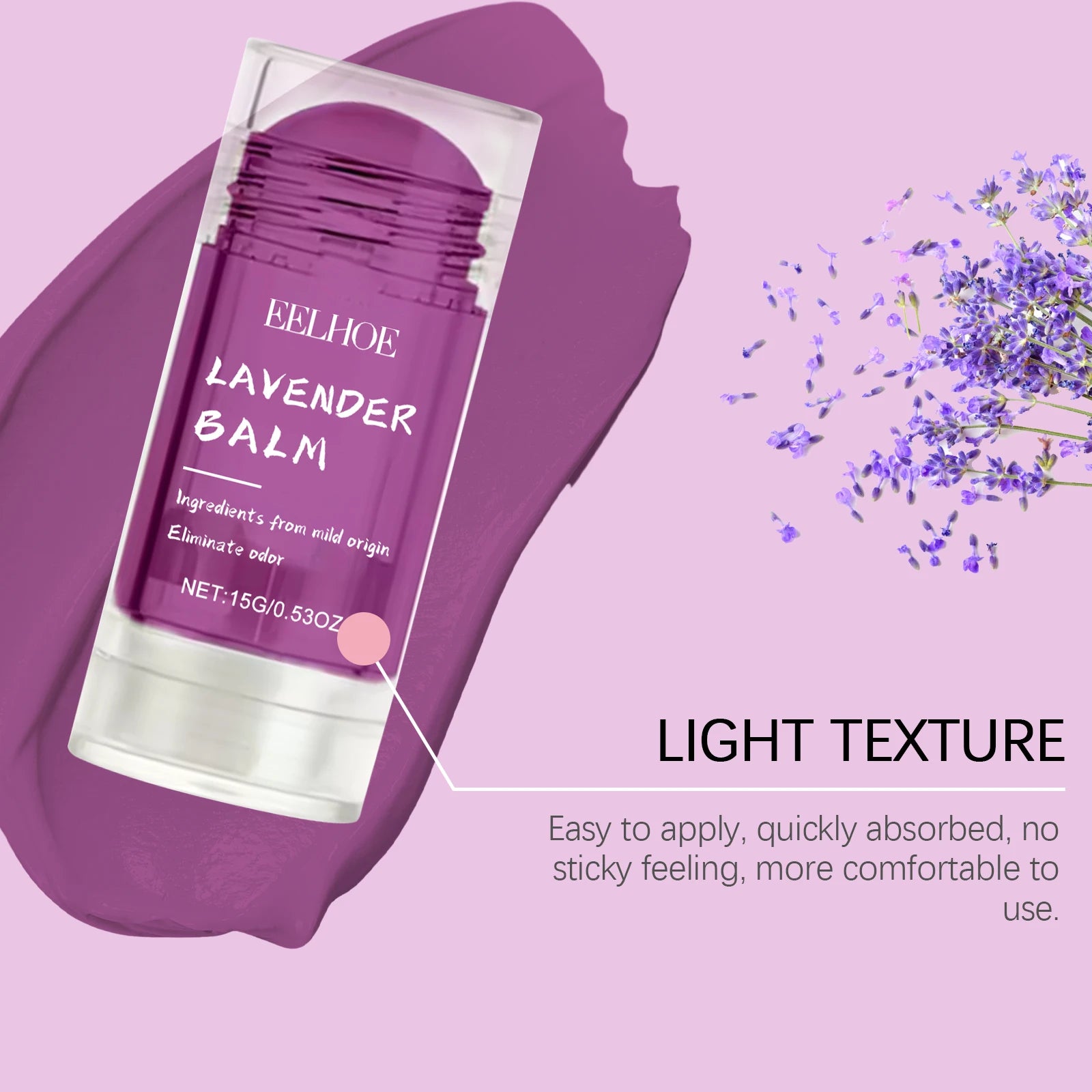 15G Lavender Body Balm Portable Moisturizing Skin Lasting Fresh Floral Fragrance Eliminate Bad Odor Body Deodorant Cream Stick Oasis Select