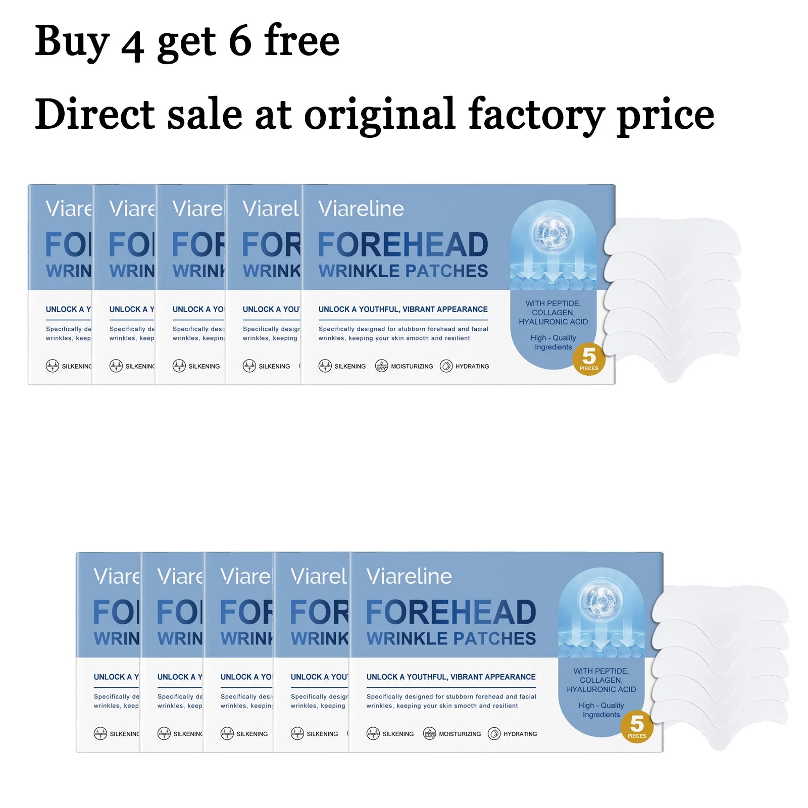 5 PCS Forehead Patches Deep Moisturizing Firming Lifting Fade Fine Lines Remove Wrinkles Enhance Smoothness Forehead Care Mask Oasis Select 10 boxes United States