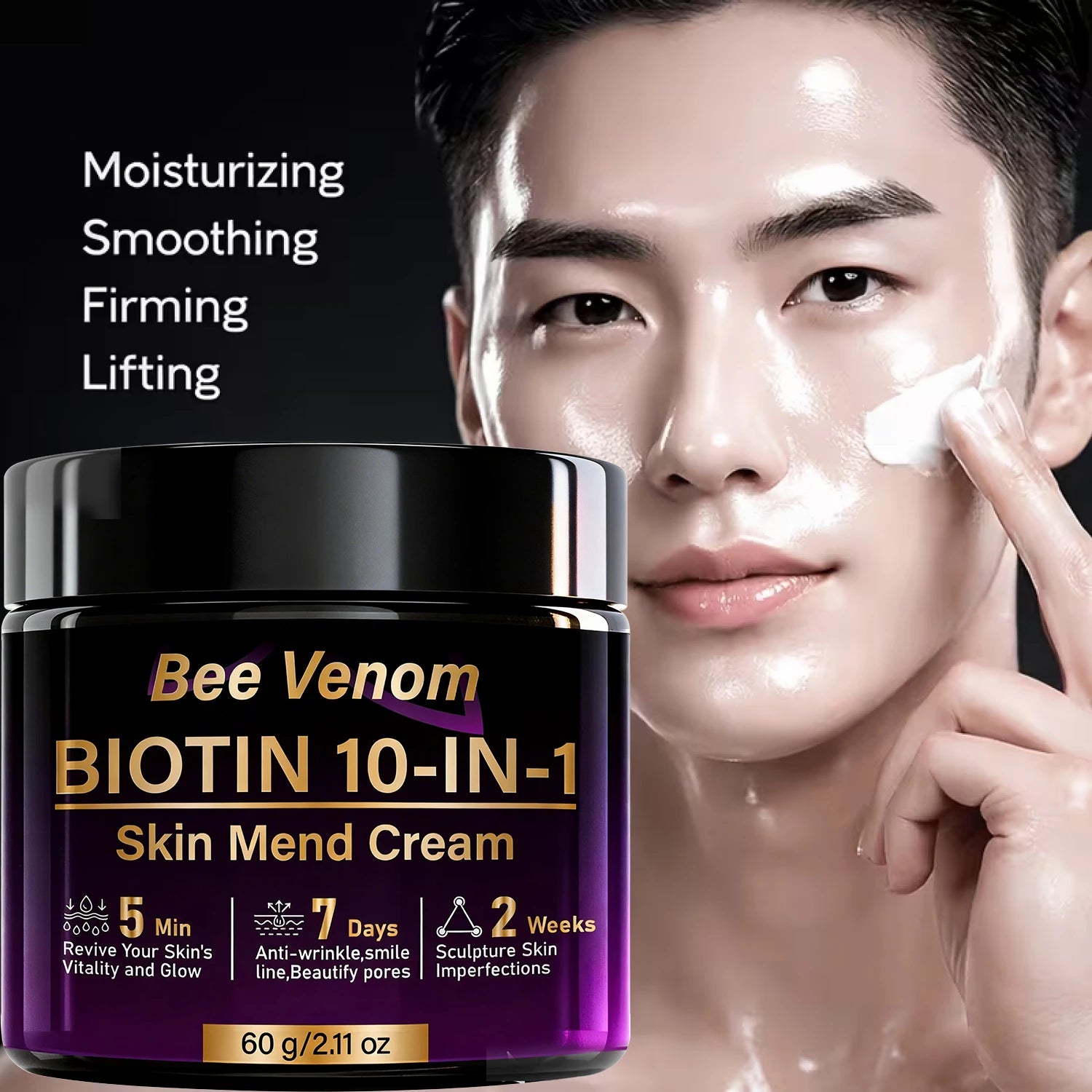 Bee Venom Biotin 10-in-1 Skin Mend Cream, Anti-Wrinkle & Anti-Aging, Fast Revitalizing & Firming, 5 Min Glow Oasis Select