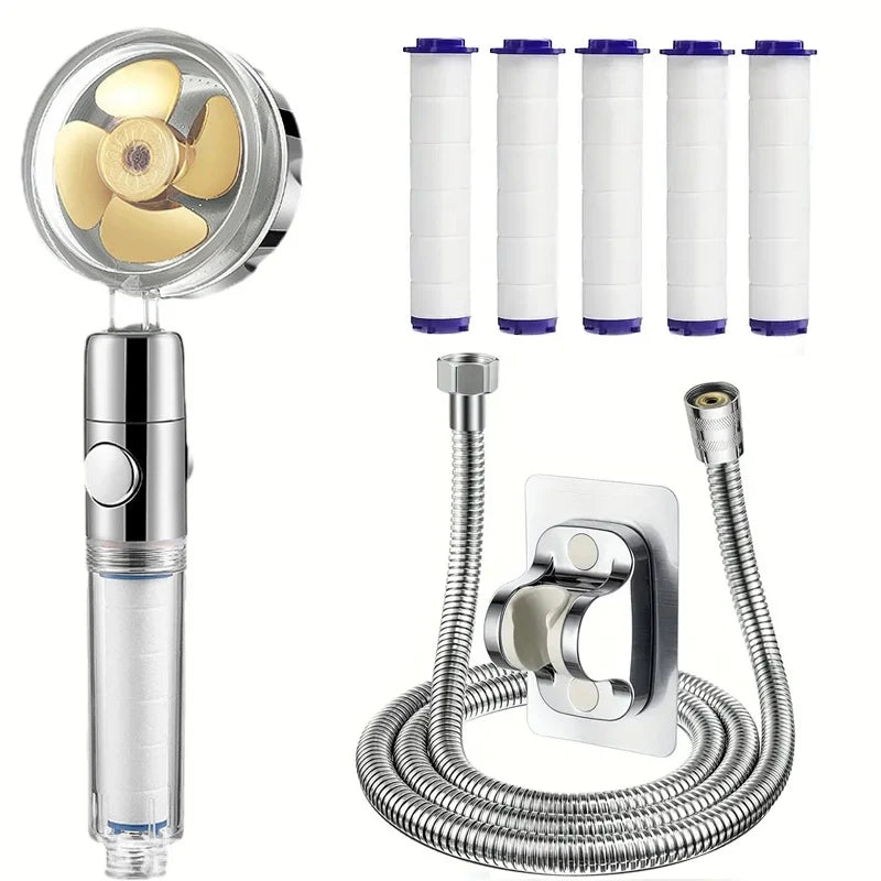 360° Turbine Handheld Shower Head – High Pressure & Water Saving
