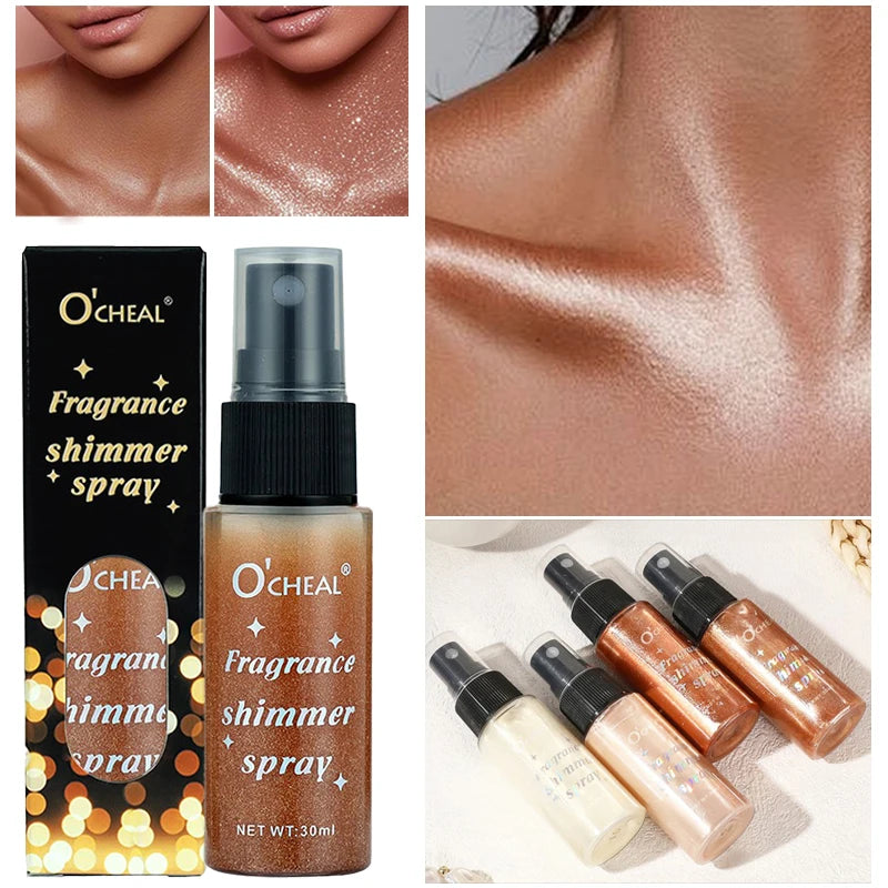 Ocheal 30ml Fragrance Shimmer Glitter Spray Shining Brightly Highlighter Powder Spray Long Lasting Body Hair Hand Neck Clothes Oasis Select
