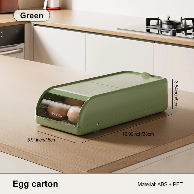 Egg Holder Holds, Egg Container for Refrigerator, Countertop, or Cupboard , Egg Drawer Tray Oasis Select green