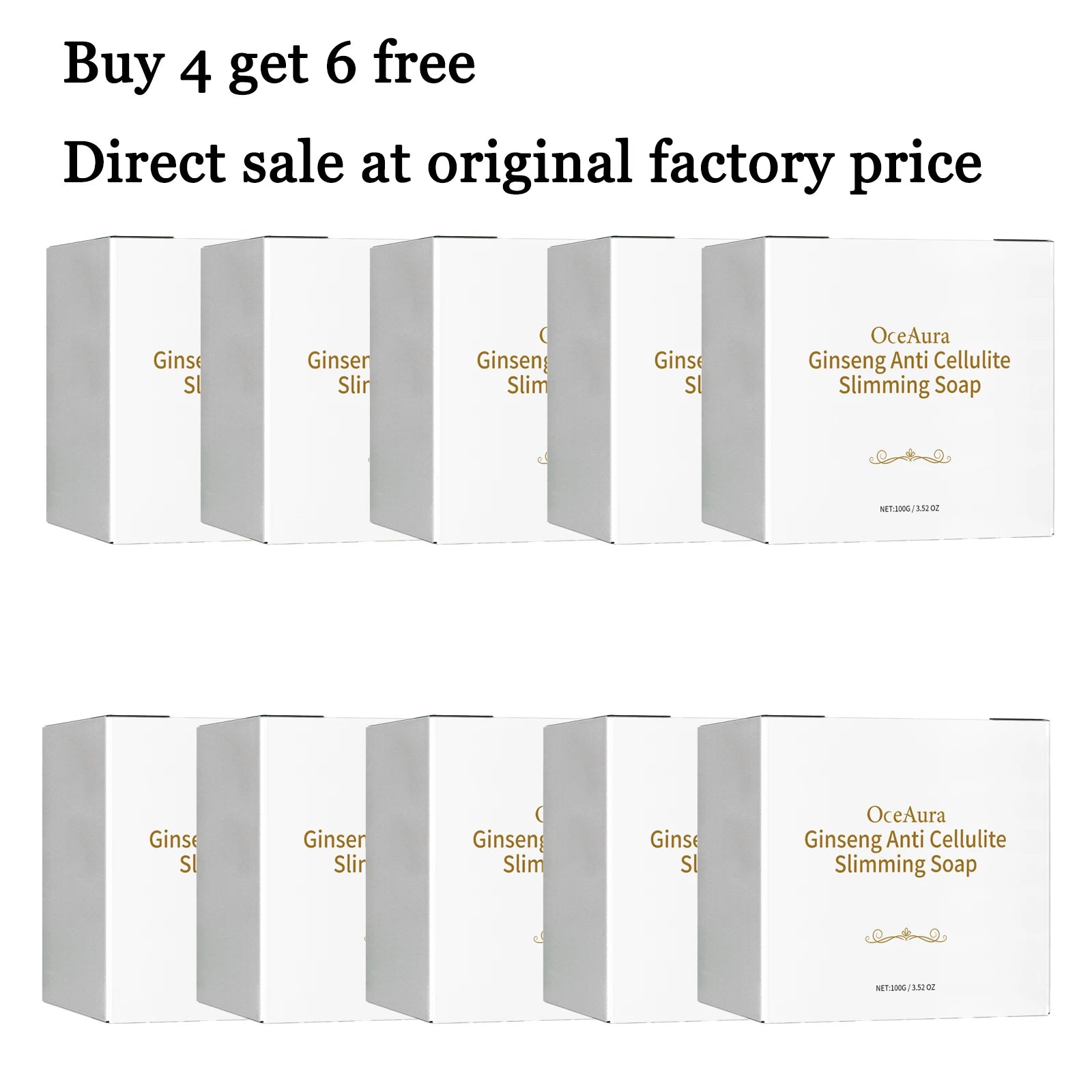 100G Ginseng Body Slimming Soap Gentle Cleaning Body Tightening Skin Moisturizing Enhance Skin Elasticity Improve Firmness Body Soap Oasis Select 10 pcs United States