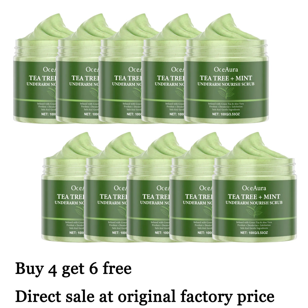100G Tea Tree Body Scrub Cream Deep Cleaning Remove Dead Skin Enhance Smoothness Moisturizing Refreshing Body Exfoliating Cream Oasis Select 10 pcs United States
