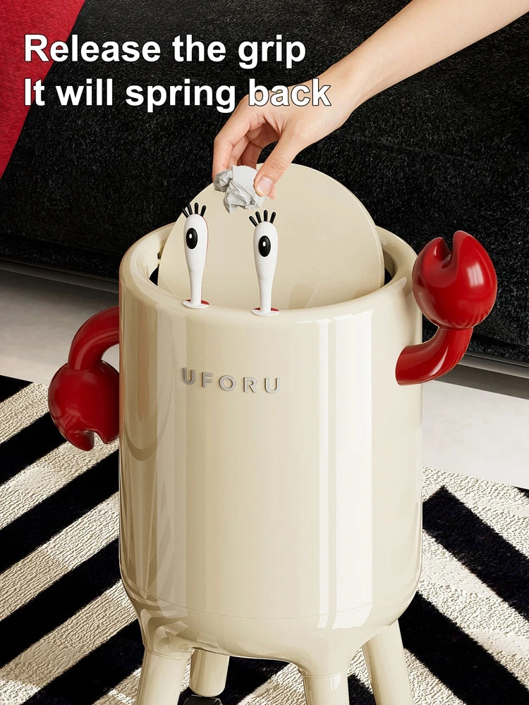 Trash can, large-capacity lidded wastebasket, cute crab-shaped design, perfect for home decor, kitchen trash can, bathroom waste Oasis Select