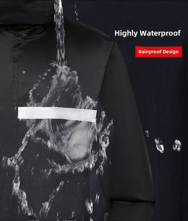 Men's Raincoat and Rain Pants Set Two-Piece Long Full-Length Rainproof Raincoat for Electric Motorcycles Delivery Rides Oasis Select
