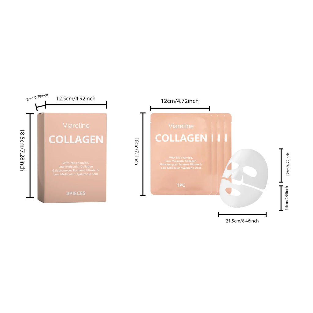 4PCS Collagen Face Mask Deep Hydrating Relief Dryness Soothing Redness Enhance Smoothness Softening Improve Elasticity Face Mask Oasis Select