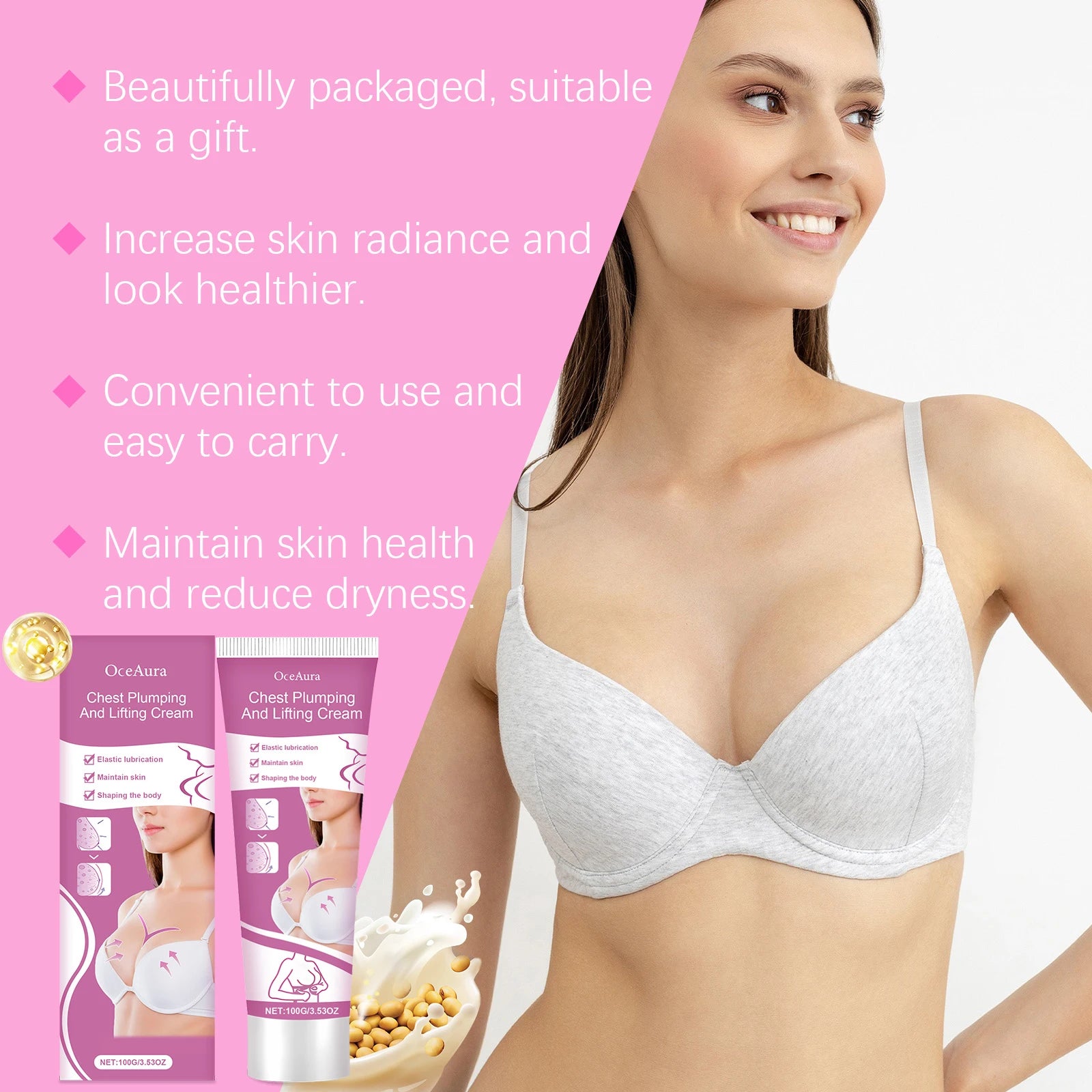 Oceaura Breast Lifting Cream Nourishing Enhance Skin Elasticity Lifting Reduce Dryness Non-greasy Refreshing Breast Cream Oasis Select