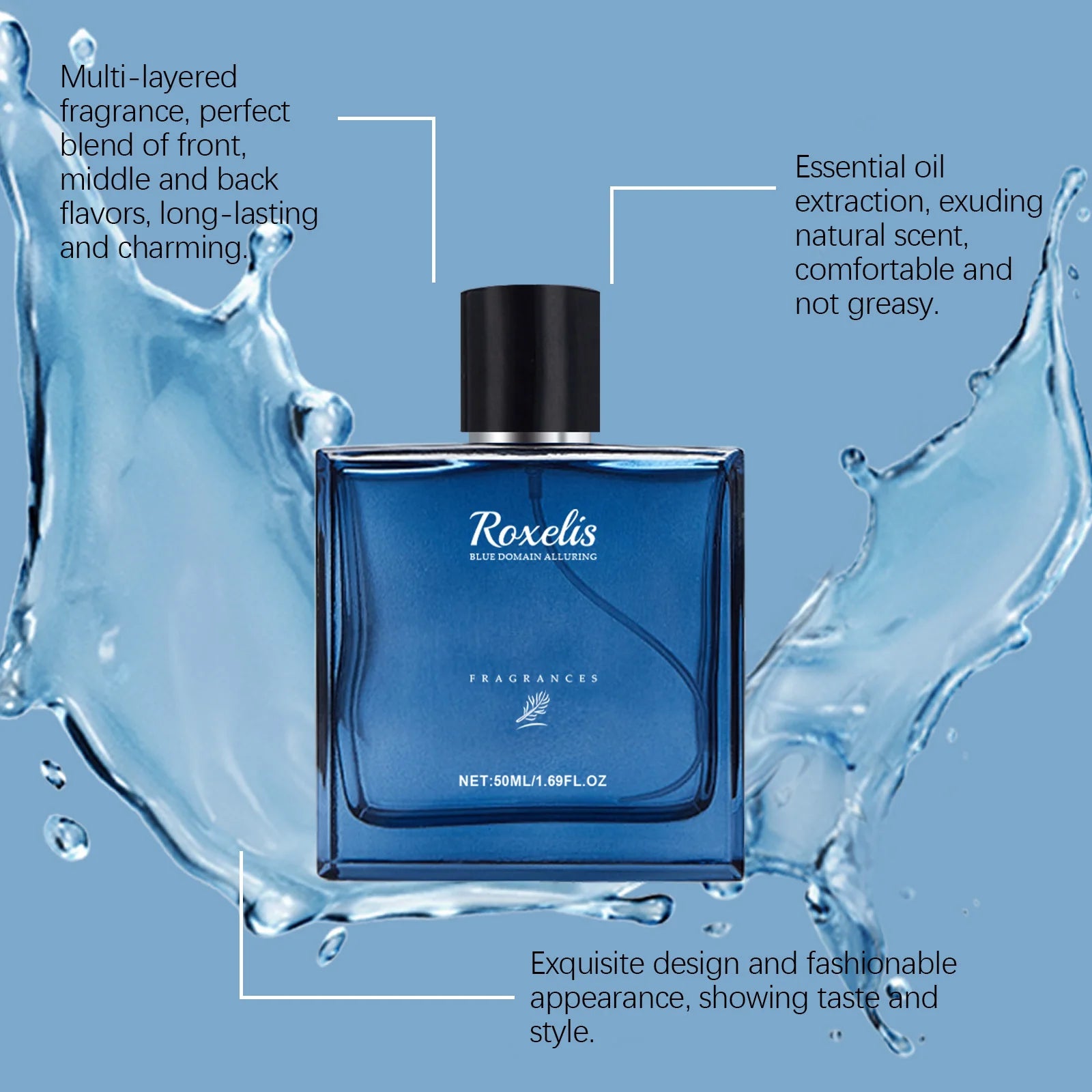 Roxelis Men Cologne Perfume Enhance Charm Elegant Aroma Flirting Romantic Dating Lasting Fresh Wood Scent Blue Domain Perfume Oasis Select