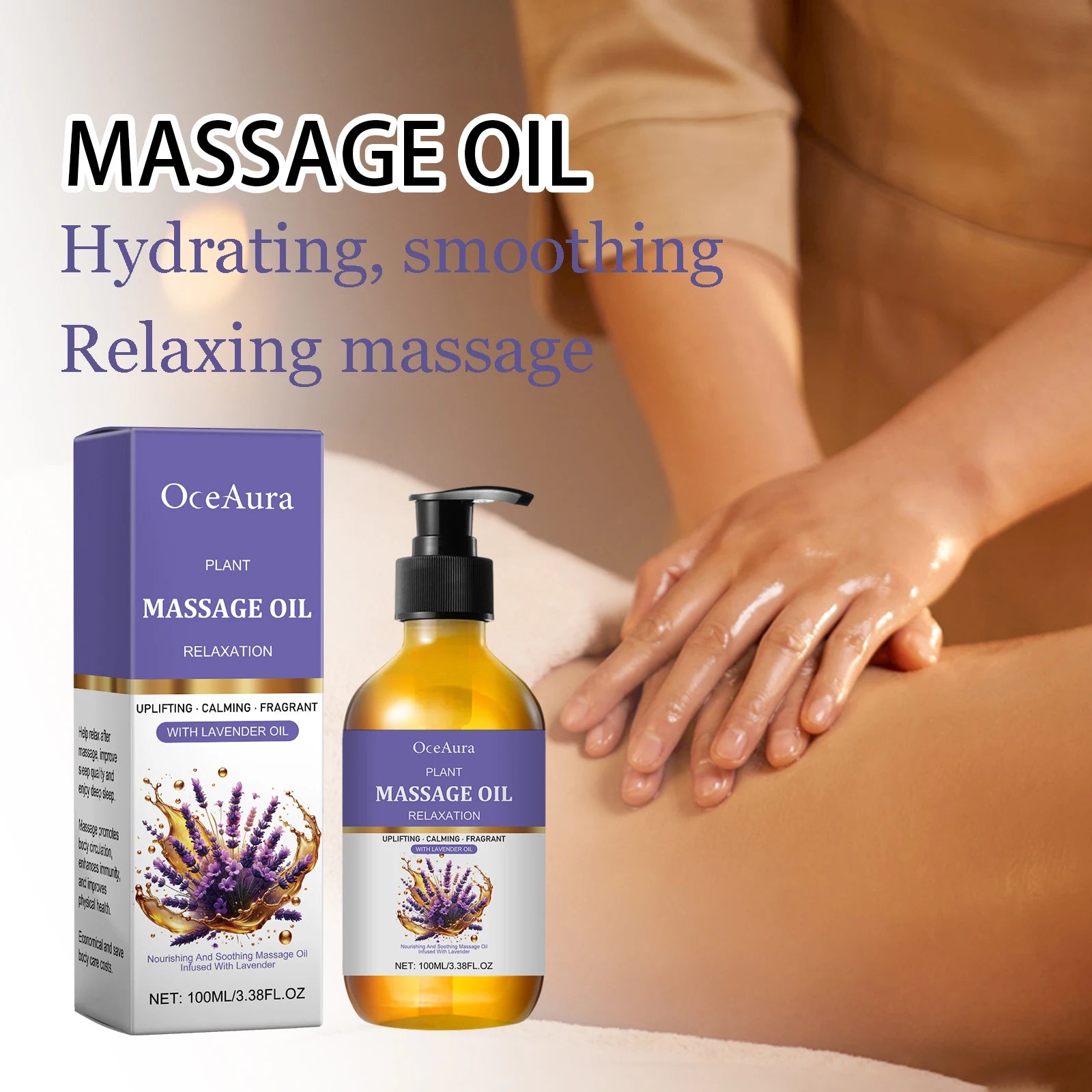 100ML Lavender Essence Oil Deep Moisturizing Body Massage Soothing Discomfort Enhance Skin Elasticity Reduce Soreness Body Oil Oasis Select