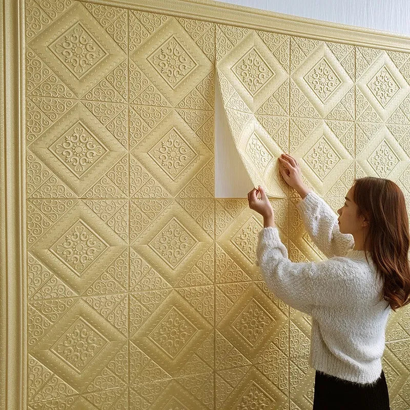 1Pcs 70*70cm Self-Adhesive Home Decor Wallpaper Brick 3D Waterproof Wall Stickers Ceiling Foam Decoration Oasis Select