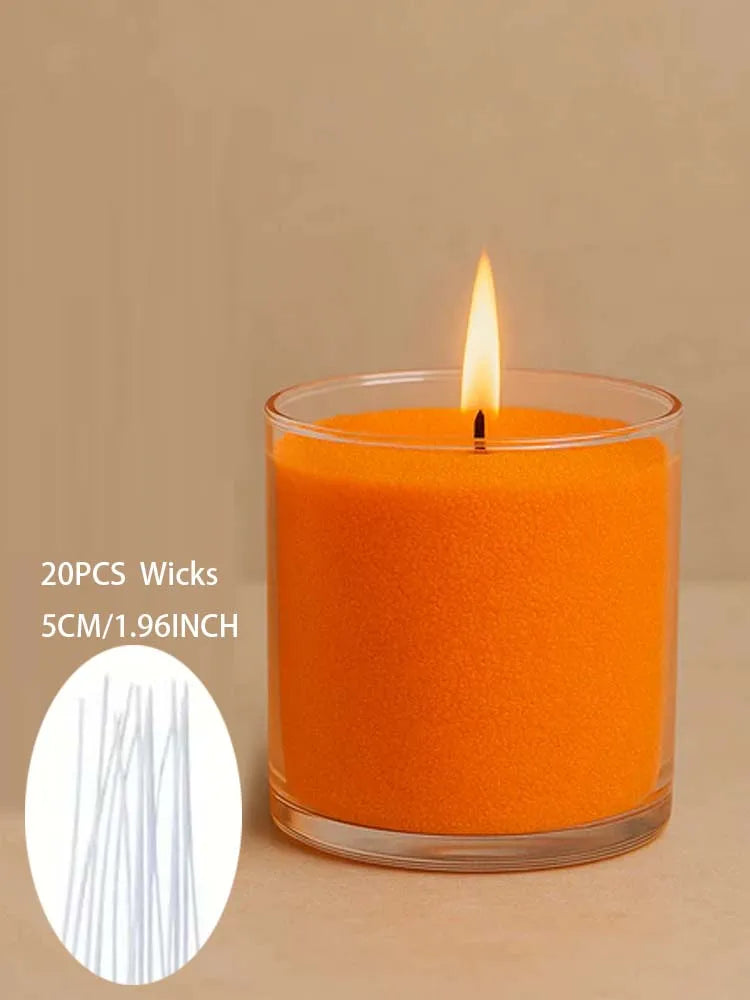 200G 6Colors Sand Wax Ice Flower Wax DIY Candle Making with 20pcs Wick Snowflake Wax Pearl Candles Sand Painting Materials Oasis Select 200g orange 20wick
