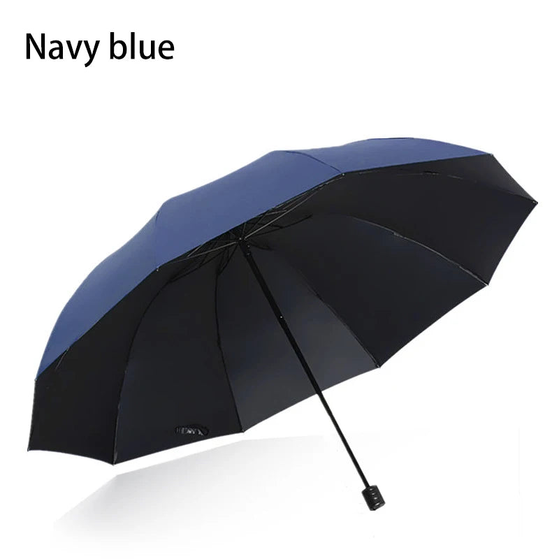 Extra-Large 130cm Parasol Features a Three-Fold Design It Can Be Used in Both Sunny and Rainy Weather and Offers UV Protection Oasis Select navy blue 10K iron