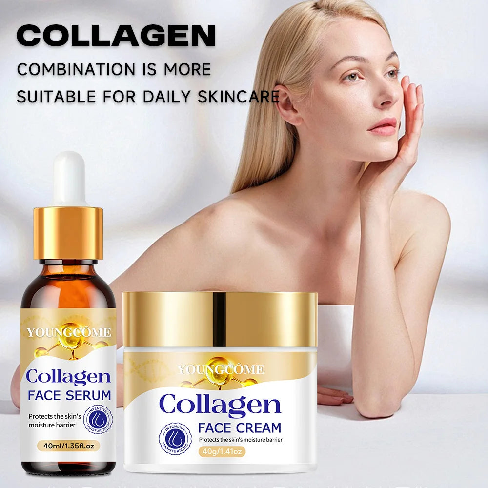 YOUNGCOME Collagen Cream & Serum Set – Vitamin E Moisturizing Face Cream & Serum Set Oasis Select