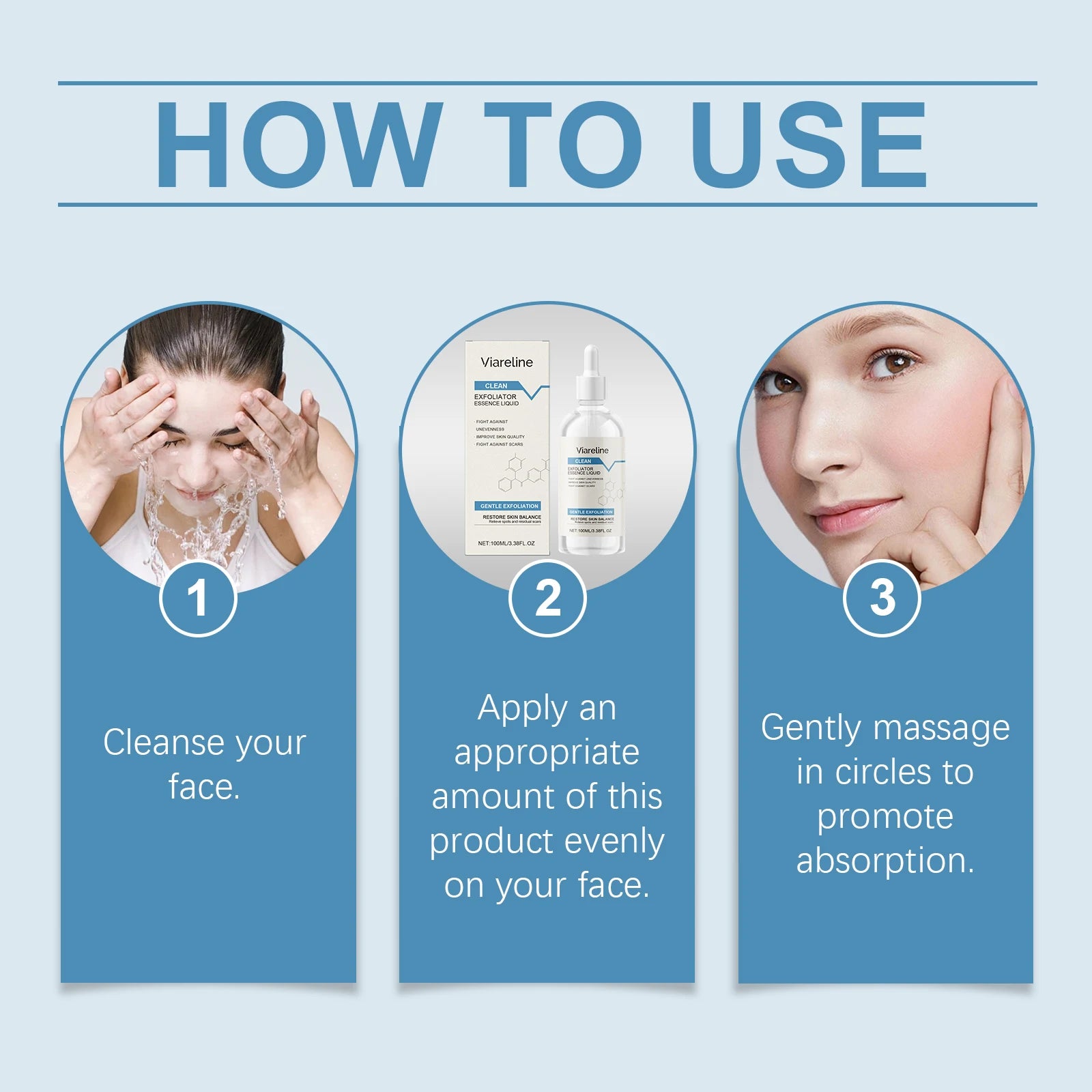 Viareline Exfoliating Face Serum Improve Smoothness Glowing Skin Tone Remove Dead Skin Enhance Skin Texture Soothing Face Serum Oasis Select