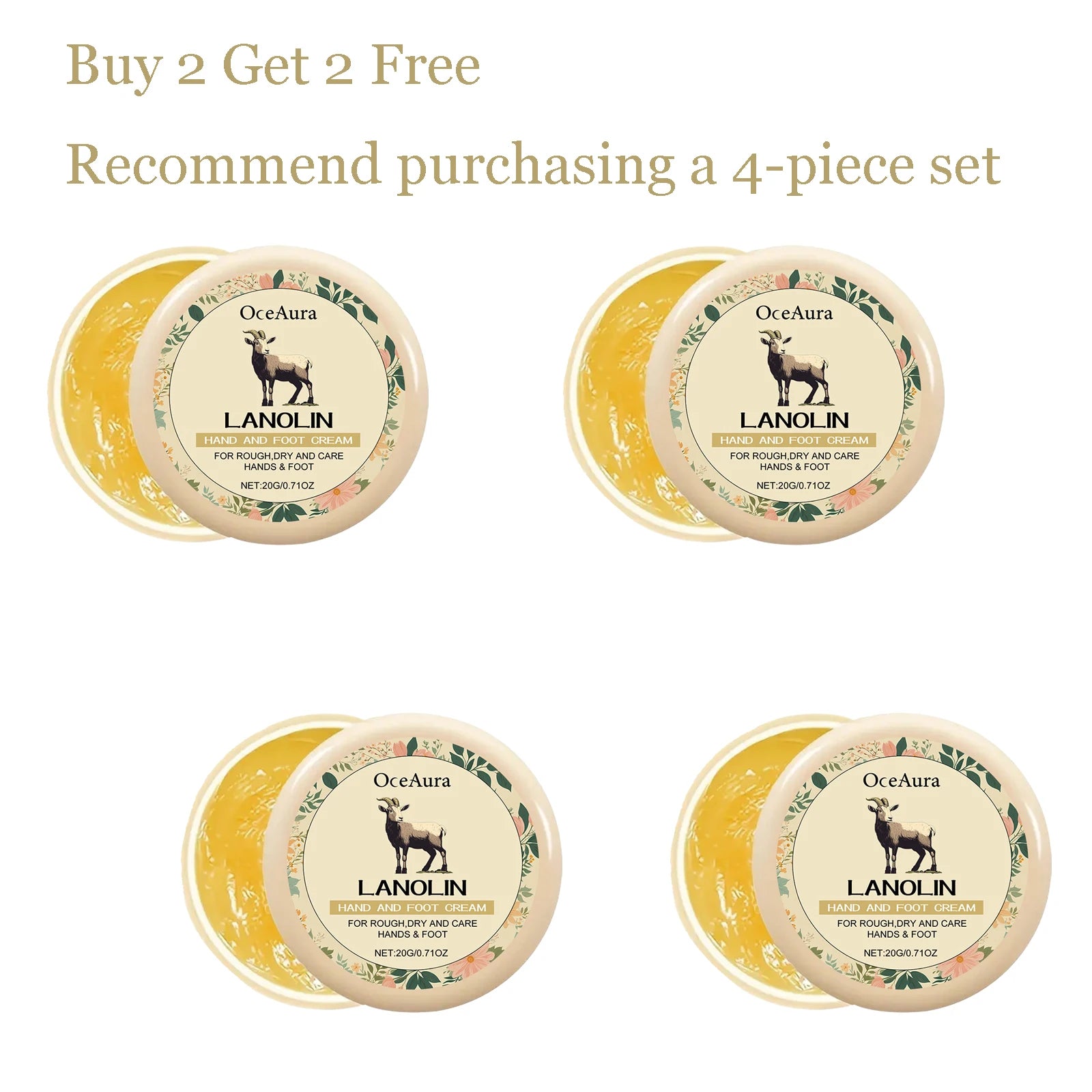20g Hand & Foot Moisturizing Cream Deep Moisturizing Relief Dry Itching Reduce Roughness Smoothing Soften Hand Foot Care Lotion Oasis Select 4 pcs United States