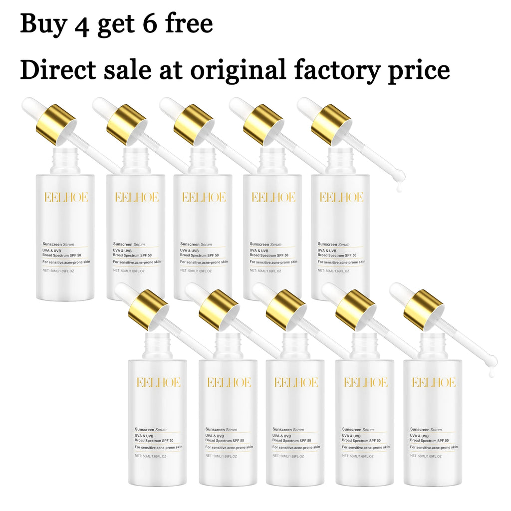 50ML Sunscreen Serum Deep Moisturizing Glowing Skin Enhance Smoothness Prevent Sunburn Non-greasy Prevent Sunburn Repairing Damaged Sunblock Facial Serum Oasis Select 10 pcs United States