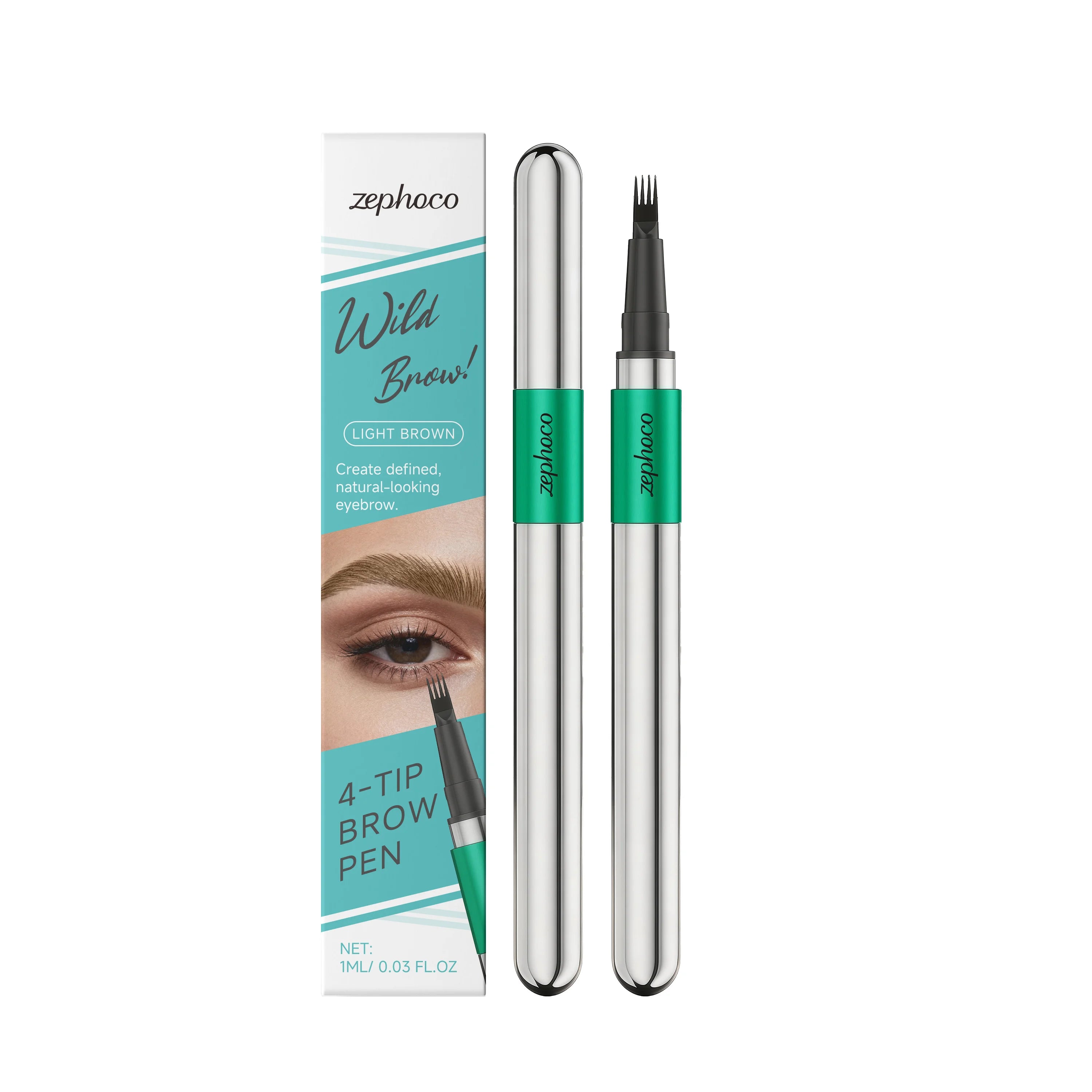 Zephoco 3D 4 Prong Eyebrow Pencil Natural Hair Flow Effect Lasting Waterproof Smudge Proof Grooming Smoothing Eyebrow Pencil Oasis Select Light brown United States