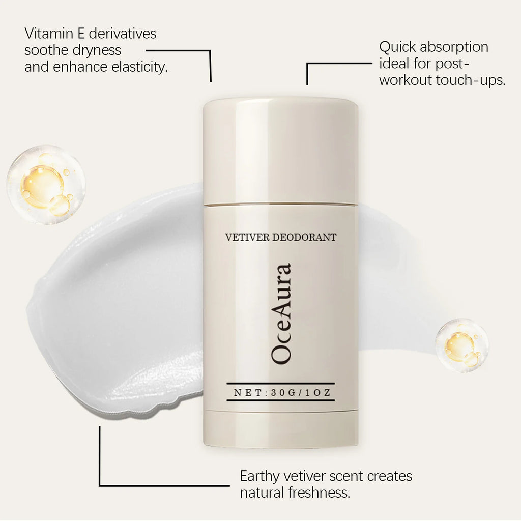 30G Vetiver Body Deodorant Stick Gentle Fresh Scent Non-irritating Eliminate Bad Odor Cleaning Pore Natural Body Deodorant Stick Oasis Select