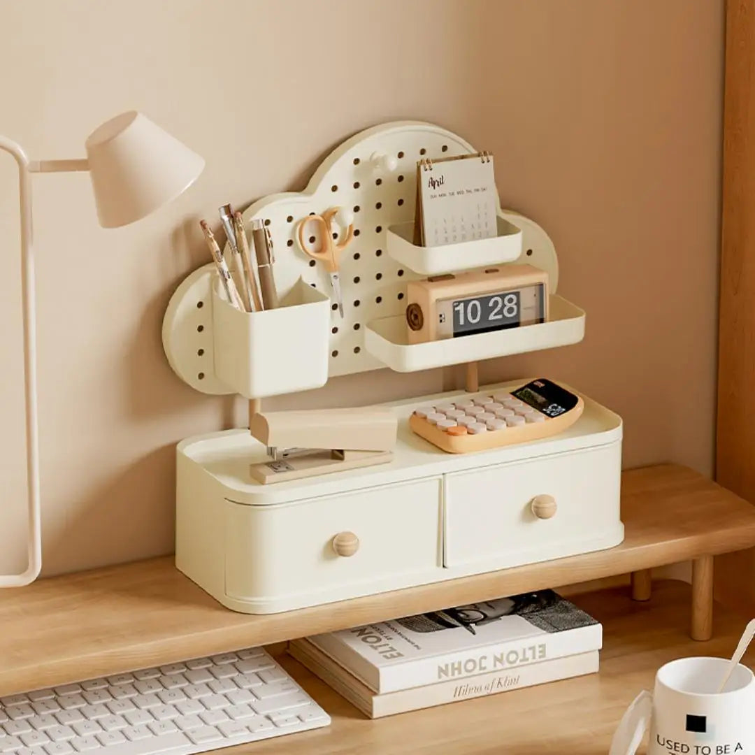 Desk Organizer—Cloud-shaped, multi-compartment, expandable plastic storage box, ideal for the home, office, bathroom, and bedroo Oasis Select