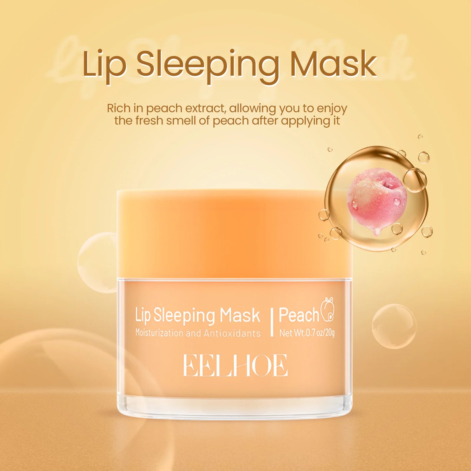 20g Peach Lip Sleeping Mask Deep Moisturizing Repairing Chapped Lips Nourishing Gentle Remove Dead Skin Enhance Smoothness Lip Care Mask Oasis Select