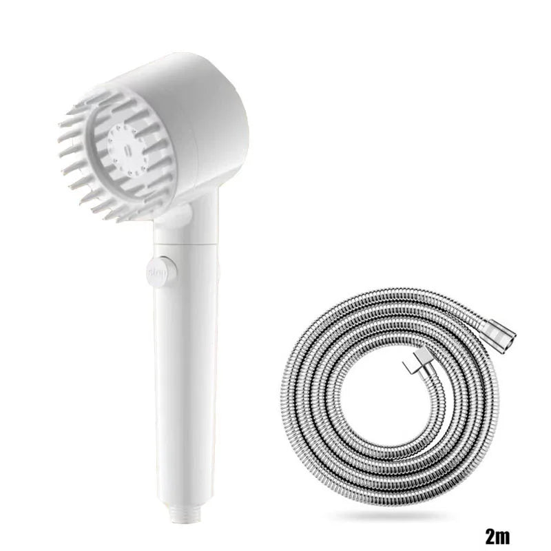 Pressurization Showerhead Three Level Adjustment Shower Knobs Head Massage Bathroom Shower Set Accessories Filter Showers Parts Oasis Select White suit D