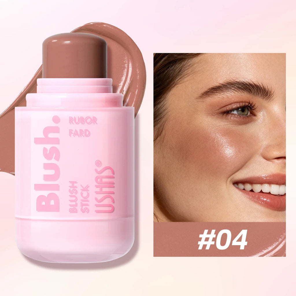 USHAS Cream Blush Stick – Dewy Glow, Waterproof & Long-Lasting