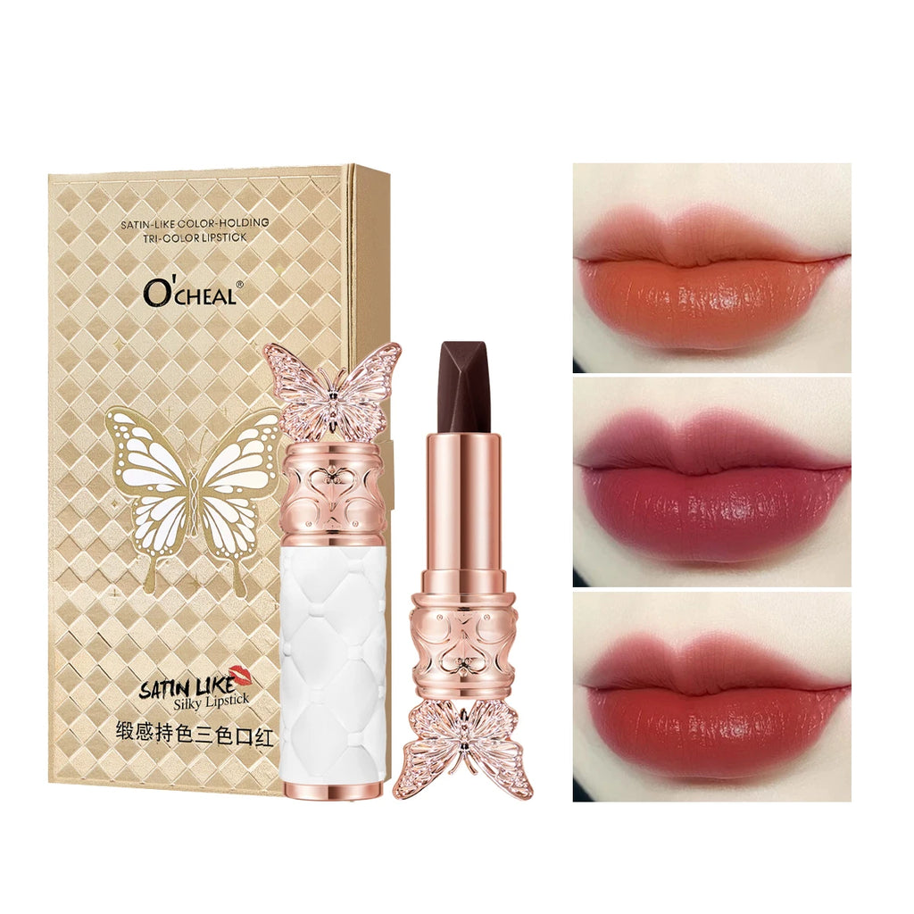 O'Cheal Tri-Color Satin Lipstick – Waterproof Long-Lasting Tint