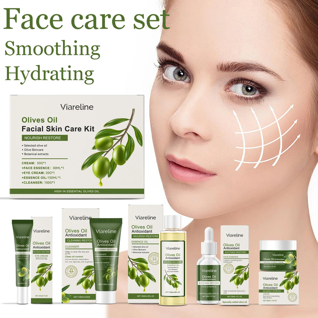 1 Set Olives Oil Facial Skin Care Set Gentle Moisturizing Soothing Redness Improve Dryness Enhance Skin Elasticity Face Care Set Oasis Select