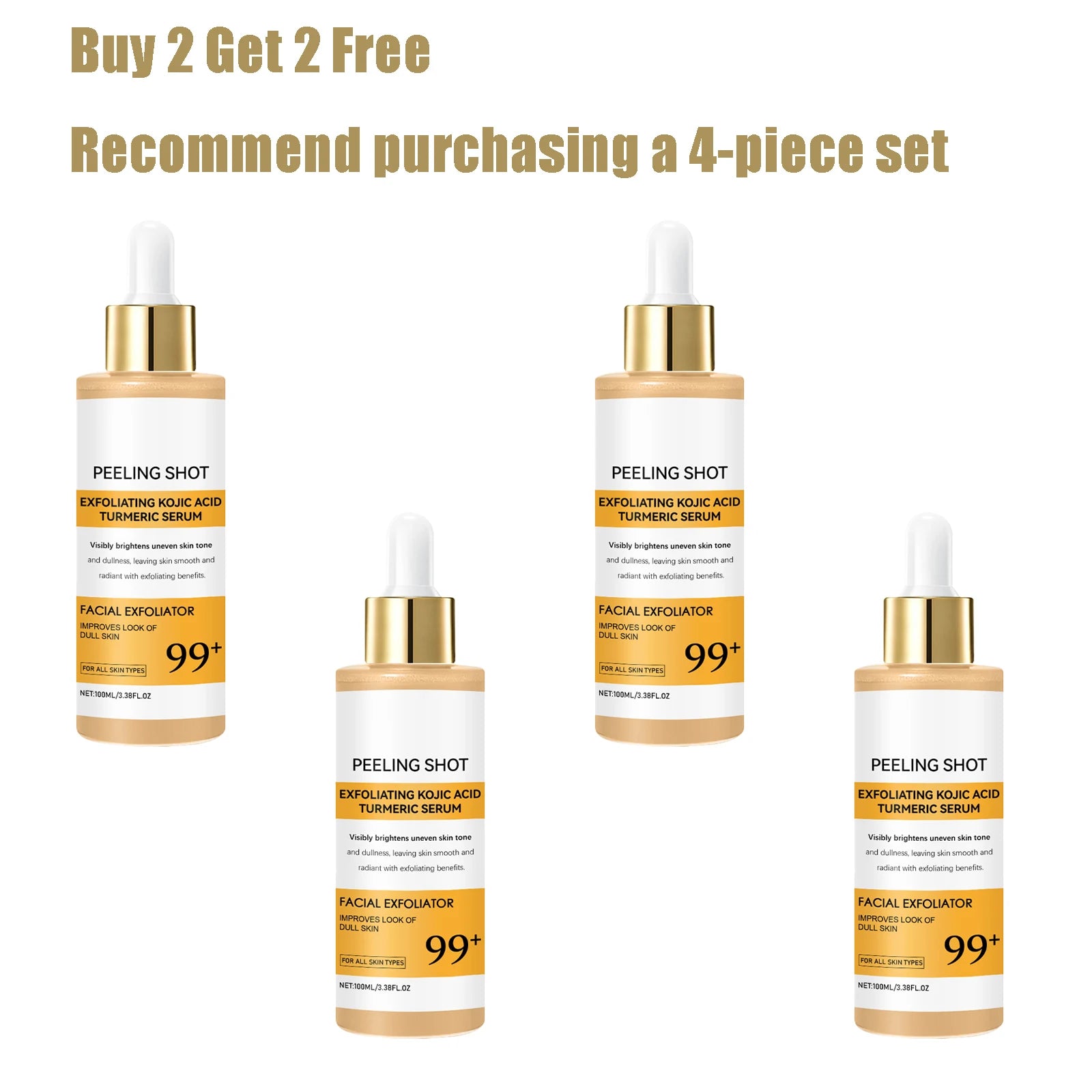 100ML Turmeric Kojic Acid Face Serum Gentle Moisturizing Nourishing Improve Skin Texture Refreshing Non-sticky Smooth Face Serum Oasis Select 4 pcs United States