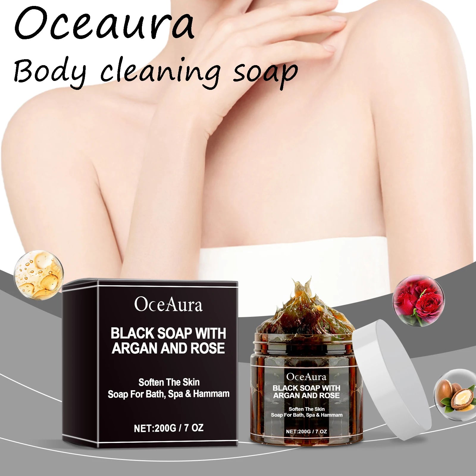 Oceaura Body Bathing Soap Remove Sweaty Odors Daily Cleaning Dirts Moisturizing Skin Lasting Fragrance No Tight Black Body Soap Oasis Select