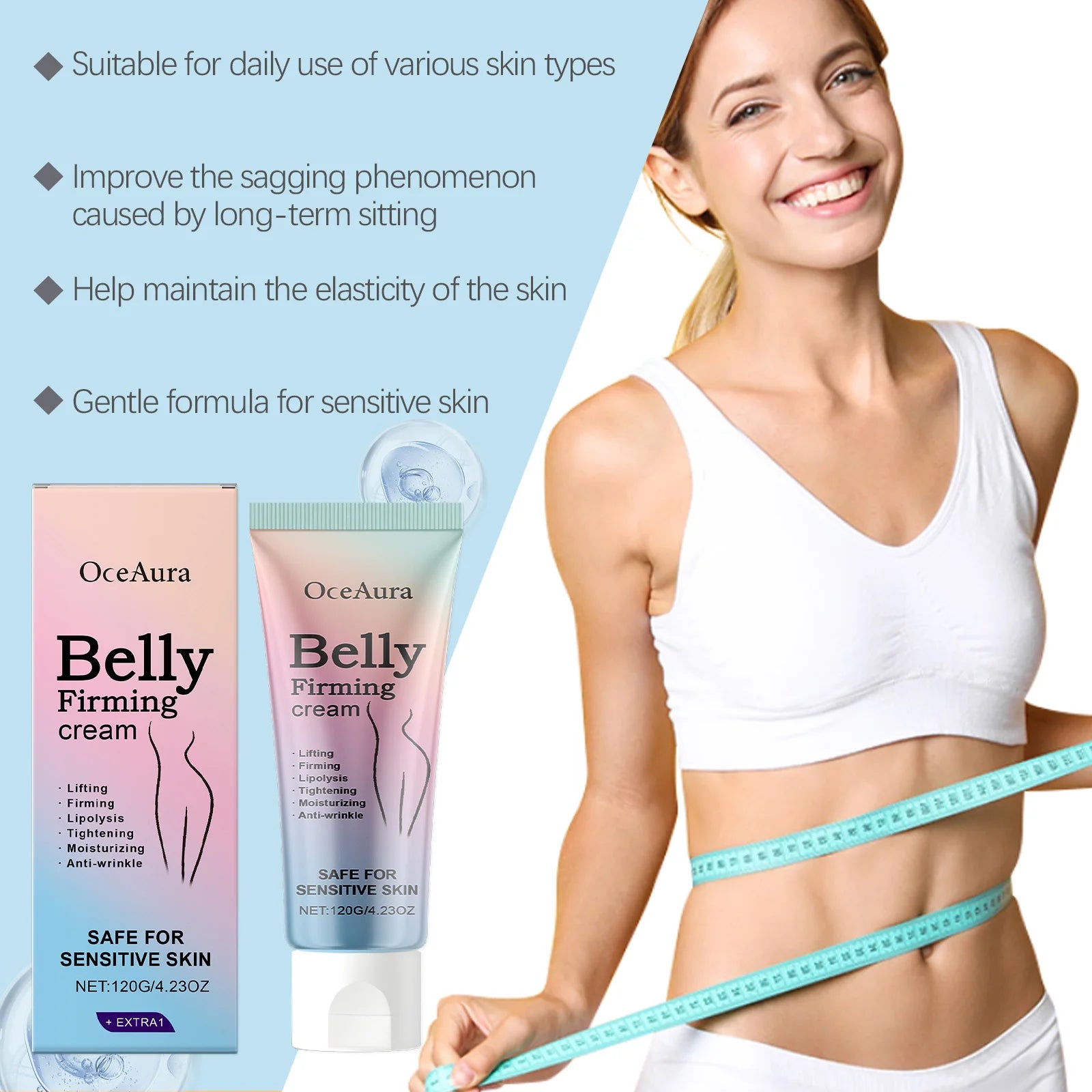 120g Belly Firming Cream Daily Moisturizing Enhance Skin Elasticity Nourishing Reduce Sagging Body Lotion for All Skin Types Oasis Select