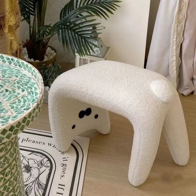 Dressing Chair Armless Plush Entryway Chairs Cute Cat Makeup Room Footrest Vanity Stool for Living Room Bedroom Furniture Oasis Select